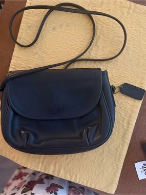 Coach Black Leather Flap Crossbody Bag